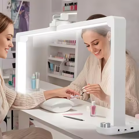 Half Moon Nail Lamp with Lazy Phone Holder, Professional Manicure Salon Lighting Essential for Nail 
