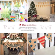 SHOUH Burlap Pennant Banner, 4. Length Blank Canvas Design Jute Hessian Flag Garland, DIY Triangular