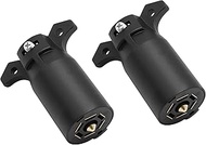 2-Pack 12V 7 Pin Trailer Plug Connector, 7 Way Round RV Style Flat Blade Trailer Light Plug Replacem