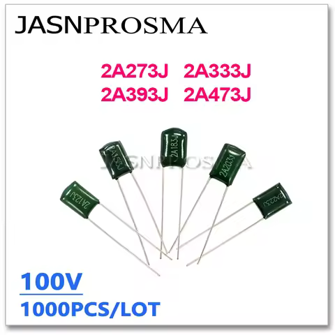 JASNPROSMA 1000PCS 100V 2A273J 2A333J 2A393J 2A473J 27NF 33NF 39NF 47NF 273J 333J 473J 2A 5% Polyest