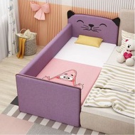 實木兒童床,帶護欄拼接床,床邊加寬嬰兒單人床 (基本款+200長+100寬+40高cm+床墊) (紫色)
