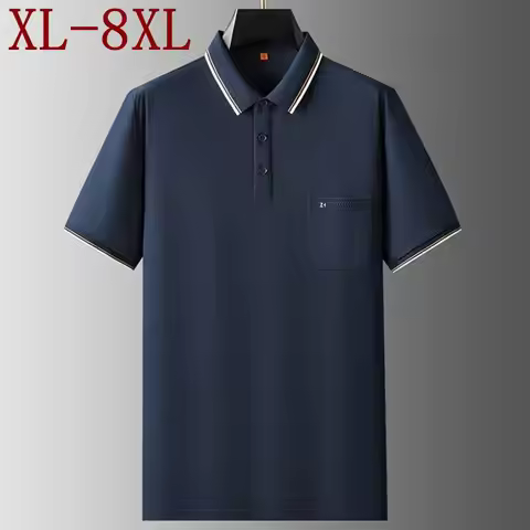 8XL 7XL 6XL 2026 New Summer High End Luxury Polo Shirt Man Tops Casual Loose Mens Shirts With Pocket