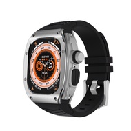 Luxury Modification Kit Rubber Strap+Metal Case Band For iWatch 8 Ultra 49mm Stainless Steel Bracelet