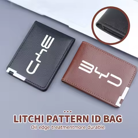 Leather Coin Credit Card Zipper Wallet Litchi Pattern Purse For BYD M6 G3 G5 T3 F3 F0 S6 S7 E5 E6 L3