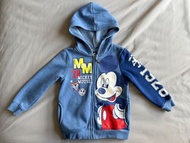 男童 Disney 米奇藍色內磨毛保暖連帽外套 #5-6yr(120cm) #PUZZLE #二手童衣童裝