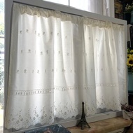 Japanese-Style White Embroidered Half Curtain Hanging Curtain Door Curtain Punch-Free Feng Shui Short Curtain Bedroom Curtain Bathroom Kitchen Curtain
