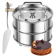 2-Tiers Stainless Steel Steamer 2.4 Quarts Capacity with Lid Stackable Flan Pan Mold Nonstick Steame