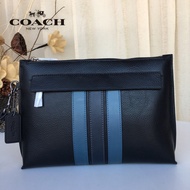 Coach Clutch Men's Casual Striped Business Bag Lychee Pattern Large Capacity Brand New 31514