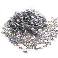 zoomfashion 500pcs 715mm Crystal Rhinestones Acrylic Flat Back Horse Eye Shape Beads Decor for Cloth
