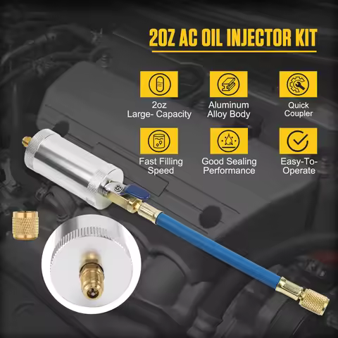 Air Conditioning Car Oil Injection Tool R12 R134A 2 Ounce 1/4" Pure Liquid Oil Coolant Filler Tube D