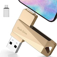 512GB Photo Stick for iPhone, Qainerly USB Flash Drive for iPhone 10 11 12 13 14 and More, 4 in 1 Memory Stick for Photos and Videos Transfer Storage, iPhone/iPad/PC/Android(Gold)