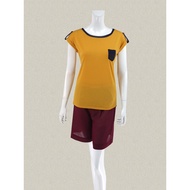 Vintage Style Color-Blocking Epaulette Women's Summer Cotton Modal T-Shirt