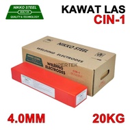Kawat Las CIN1 4mm NIKKO STEEL Elektroda CIN 1 4 mm Welding Listrik 4.0 X 350 Ancuran Kemasan Per 20