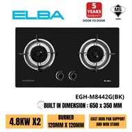 ELBA GLASS BUILT IN GAS HOB / GAS HOB EGH-M8442G(BK) | DAPUR TANAM | DAPUR GAS | DAPUR KACA