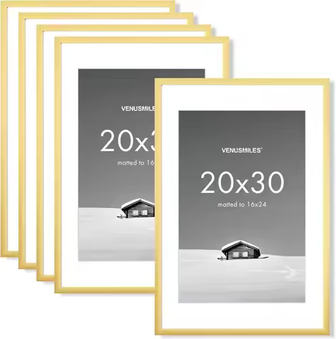 20x30 inch Picture Frame, 20x30 Photo Frames with 16x24 Removable Mat - High Definition Plexiglass -