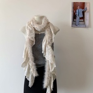 Lace Fur Edge Unique y2k Hot Girl Warm Scarf Asian Culture Scarf Dim Wearing Trendy#G12. 7d #