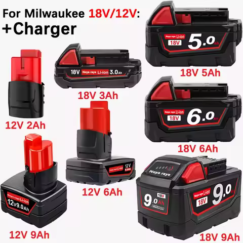 For Milwaukee 18V/12V 9Ah 6Ah 3Ah 18650 Lithium Replacement Battery For Milwaukee 48-11-1860 48-11-1