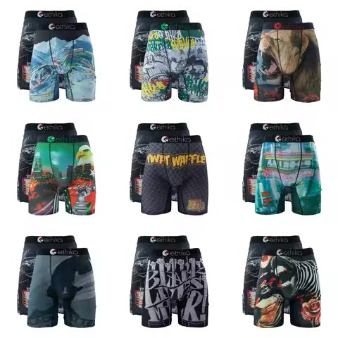 ETHIKA 2Pcs Men Underwear Mesh Breathable Crotch Mens Panties Men Underpants Boxershorts Plus Size M