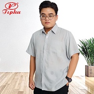 Áo sơ mi nam big size form rộng hiệu Amazing, ngắn tay, hoa văn hoạ tiết cho trung niên, vải xô mát