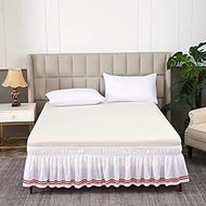 Bed Skirt - Elastic Wrap Around Bed Skirt King,Breathable & Wrinkle-Resistant, Detachable Striped St