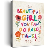 Beautiful Girl You Can Do Amazing Things Wall Art Canvas,Inspirational Quotes Framed Canvas Wall Art
