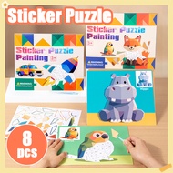 Puzzle Sticker Toys 8pcs Kids 3D Geometric Sticker Early Educational Animal DIY Puzzle