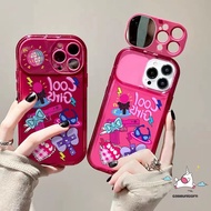 Flip Make Up Mirror Phone Case Compatible for IPhone 11 14 12 13 Pro Max 7 8 Plus XR 14 Plus X XS MAX SE 2020 Cute Cartoon Funny Graffiti Sticker Soft Case