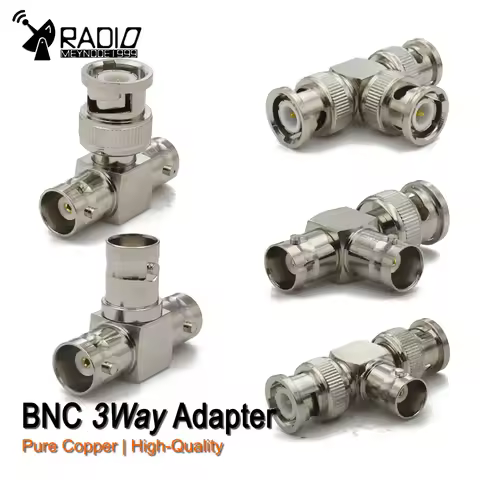 BNC Male To BNC 2x Double Female Adapter Triple Tee 3 Way Q9 BNC RF Coaxial Connector T Type Cable R