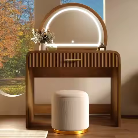 39" Makeup Vanity Table with Touch Screen Lighted Mirror, Dressing Table with Drawer for Bedroom, Es