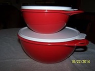 Tupperware Thatsa Bowl Jr. 12cup &amp; Thatsa Bowl Mini 6cup Chili Red W/White Seals
