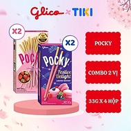 Combo 4 Hộp Bánh Que Glico Pocky 2 Dâu &amp; 2 Festive Delight