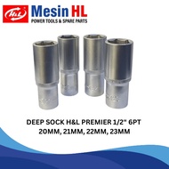 Deep Wall Socket HL 1/ 2" 6PT 20MM, 21MM, 22MM, 23MM H&L Long Socket Wrench