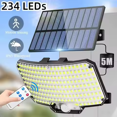 Solar Lights Outdoor 234LED 3 Modes Motion Sensor Flood Lights with Remote IP65 Waterproof Security 