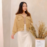 Corduroy Jacket Khaki by edmee outfit
