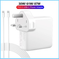 30W / 61W / 87W USB-C Power Adapter Charger for Macbook Pro  13'' 15'' (2016/2017/2018/2019/2020/202
