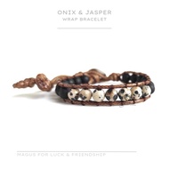 Magus brand wrapped onyx mix jasper dalmatian stone bracelet can be customized in size