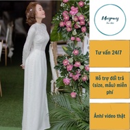 Gentle white brocade bridal ao dai, engagement ao dai, traditional ao dai, bridal ao dai, Maymay ao 