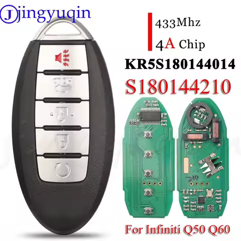 jingyuqin S180144210 5Buttons Proximity Smart Key Fob 433MHz 4A KR5S180144014 For Infiniti Q50 Q60 7