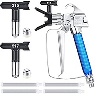 8 Pieces Airless Paint Sprayer Gun with Nozzle Guard 2 Spray Gun Tips (315, 517) and 4 Airless Paint