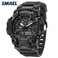 SMAEL 8099 Fashion Sports Casual Electronic Man Watch Dual Digital Display Silicone Strap Luminous W