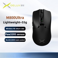 Delux M800 Ultra Wireless Tri-mode Mouse PAW3395 Nordic MCU 26000DPI 600mAh Low Latency Compatible M