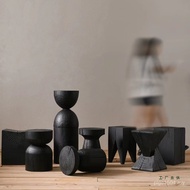 Japanese Style Silent Style Carbonized Wood Pier Fire Side Table Log Coffee Table Designer Low Stool