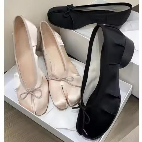 Spring Fashion Round Tabi Toe Handmade Flats Women Design Ballet Ladies Comfortable Shoes Zapatos De