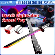 Spark Katana Lightsaber Toy Sword with Sound SmokeEffect Colorful Streamer Glowing Sparkblade Sword 