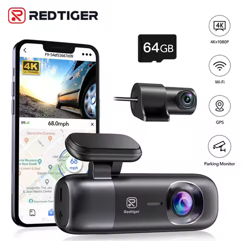 REDTIGER Dash Cam 4K Front and Rear WiFi GPS Car Camera for Parking Mode Car Dvr for Night Vision Ca