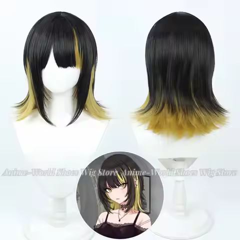 Luca Ikaruga Cosplay Wig Short Straight Black Mixed Yellow Hair Game Anime THE IDOLM 283 Stars SHINY