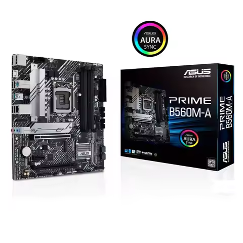 ASUS motherboard PRIME B560M-A LGA1200 supports PCIe 4.0, dual M.2 slots, 8 power supply modules