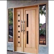 pintu utama 2 daun pintu 2 daun jendela kayu Meranti second