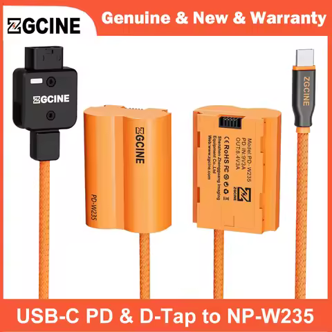 ZGCINE USB-C PD to NP-W235 & D-Tap to NP-W235 Dummy Battery Cable for Fujifilm X-T5 X=T4 X-H2 X-H2S 
