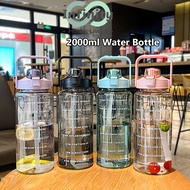 2000ml Reminder Time Water Bottle Tumbler with straw scale big bottle 2Liter 2litre gym bottle sport BPA FREE 提醒喝水水壶